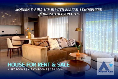 Houses for rent Bangkok : 🔼🔽 AccomA 📩 Modern family home with serene atmosphere in Krungthep Kreetha (AA44199)