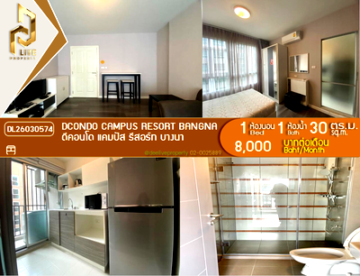 Condos for rent Bang Bo Samut Prakarn : DL26030574 Condo for rent, dcondo Campus Resort Bangna near -, ready to move in, call urgently 0614453194 LineID @162cjixi