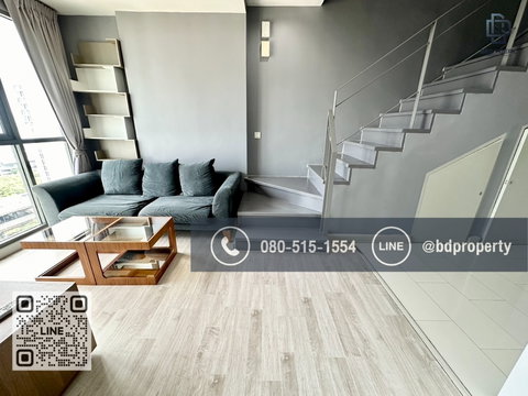 Bestdeal For Sell “Ideo Mobi Rama 9” 2bedroom Duplex 62sqm. Selling Price 7,590,000 Baht .Near Phraram Kao 9 MRT Station 80 meters 