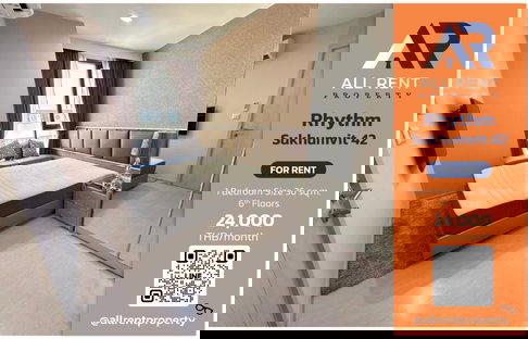 ⚡ Rare Unit Alert! Rhythm Sukhumvit 42 near BTS Ekkamai/Thonglor! 1 bedroom, 35.5 sq m, 6th floor, ready to move in.