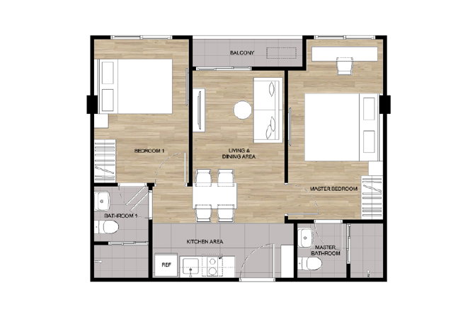 รูป 🏡 คอนโด 2 ห้องนอน 2 ห้องน้ำ ใจกลางกะทู้ เพียง 4 ล้านบาท 🔥 - รูปที่ 2/6