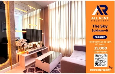 Condos for rent Bangna - Trat  : 🔥 Urgent for rent! The Sky Sukhumvit, Rare Unit! High floor, beautiful view, ready to move in, near BTS Udomsuk.
