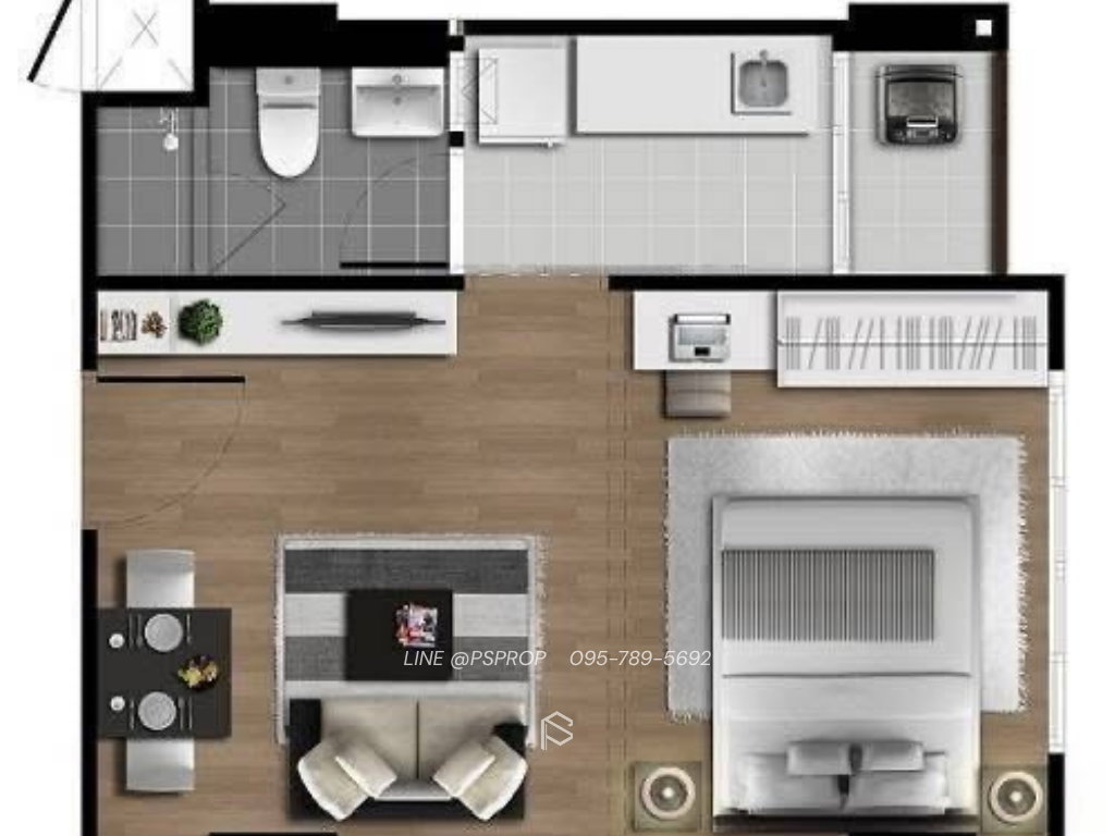 รูป คอนโดเช่าบางเเสน ใกล้ ม.บูรพา ห้องน่าอยู่ D Condo Campus  ✅ พร้อมเข้าอยู่ #CRS0404 - รูปที่ 7/10