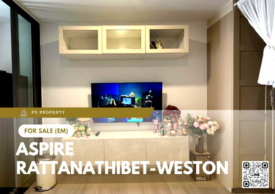 Condos for sale MRT Nonthaburi Civic Center : Urgent Sale ✨ ASPIRE Rattanathibet-Weston ✨ Pool view, East facing, Fully furnished and equipped with appliances.