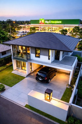 รูป ใกล้ตลาดออเงิน 1 กม. 72 ตร.วา. 288 ตร.ม. บิ๊กซี ฟู้ดเพลส สุขาภิบาล5 500ม. บ้านเดี่ยว 2 ชั้นฟังก์ชันครบ 4 นอน 5 น้ำ - รูปที่ 5/8