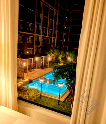 คอนโดให้เช่า : H1 condo อ่อนนุช-ลาดกระบัง 2 ห้องนอน ชั้น3 วิวสระว่ายน้ำ