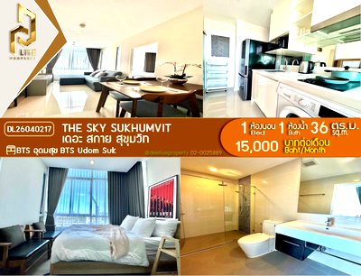 Condos for rent : DL26040217 Condo for rent, The Sky Sukhumvit near BTS Udom Suk, ready to move in, call urgently 0800343450 LineID @655ebbvc