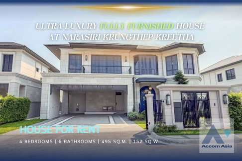 🔼🔽 AccomA 📩 Grand European-Style Home with Lush Garden at Narasiri Krungthep Kreetha (AA43666)