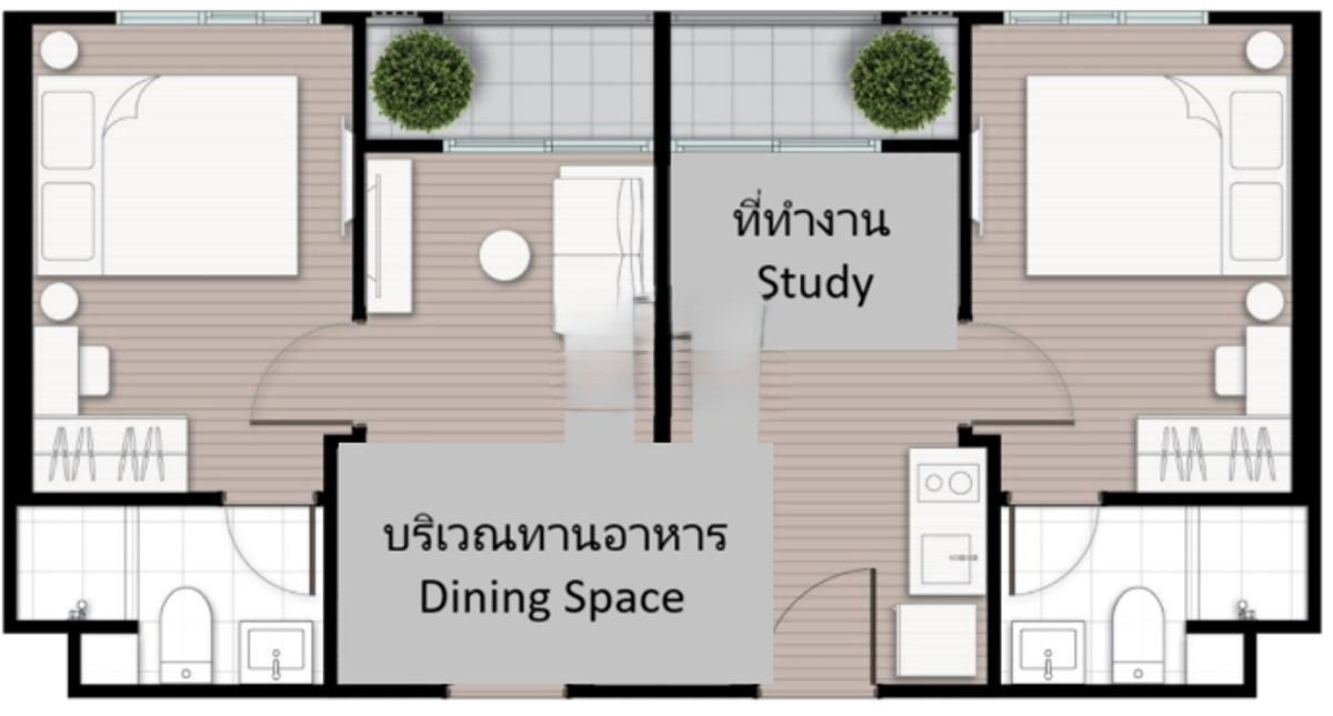 รูป WS7041 ✨ ให้เช่า  Nue District R9 2 ห้องนอน ห้องใหญ่ ใกล้ MRT พระราม 9 เพียง 32,000 บาท/เดือน - รูปที่ 6/6