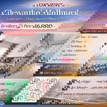 💥For rent 🏬 Chewathai Hallmark Ladprao - Chokchai 4 (Phase 2) (ชีวาทัย ฮอลล์มาร์ค ลาดพร้าว - โชคชัย 4 (เฟส 2) 🏬 JA-1387