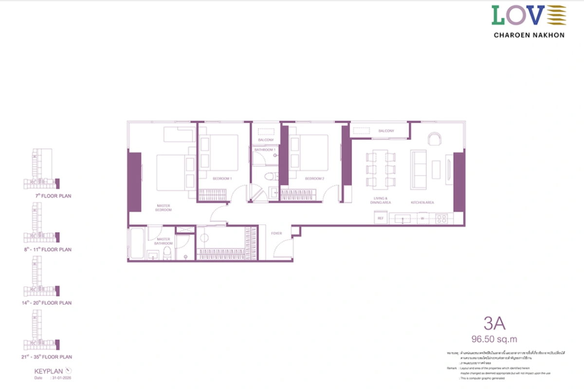 รูป ▚ LI112ツ ขายดาวน์: LOVE Charoen Nakhon 3BR 96.5sqm. 17.21M ✨ ยูนิต 3 นอน ทิศตะวันออก วิวแม่น้ำ ราคาดีที่สุดในโครงการตอนนี้ 🏙️ - รูปที่ 1/7