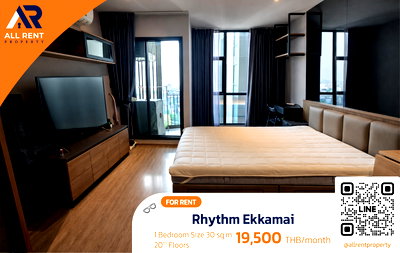 Condos for rent : High-floor view in the heart of Ekkamai ✨ Rhythm Ekkamai | 1 Bedroom | 30 sq.m. | 20th Floor | Convenient location