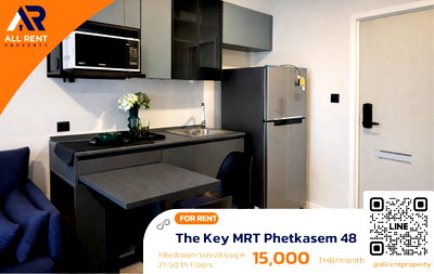 คอนโดให้เช่า : 🔥ให้เช่าด่วน 🔥 The Key MRT Phetkasem 48 | ห้องน่าอยู่ พร้อมเฟอร์ | เดินทางง่าย ติด MRT เพชรเกษม 48 |