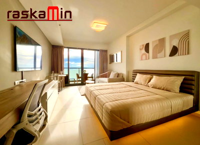 Condos for rent : KT0350📲LineID @556ryccg🏖️STUDIO 38sqm Tower A Mid-floor Fully furnished🌊Sea view🏄‍♂️Zire Wongamat North Pattaya