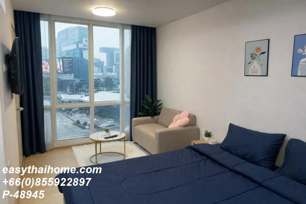 รูป P-48945 ห้องสตูดิโอวิวเมือง! The Green 9 พระราม 9 ใกล้ MRT 10,000 บาท Line Id: @easythaihome | 085-592-2897 - รูปที่ 8/11
