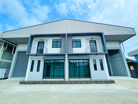 ใกล้ไทวัสดุ บางบอน 800 ม.วัดโพธิ์แจ้ โกดัง โรงงานให้เช่า 860 ตร.ม. พร้อมออฟฟิศ 2 ชั้น 2 นอน 2 น้ำ โกดังกว้าง โปร่งโล่งทำเลเอกชัย บางบอน