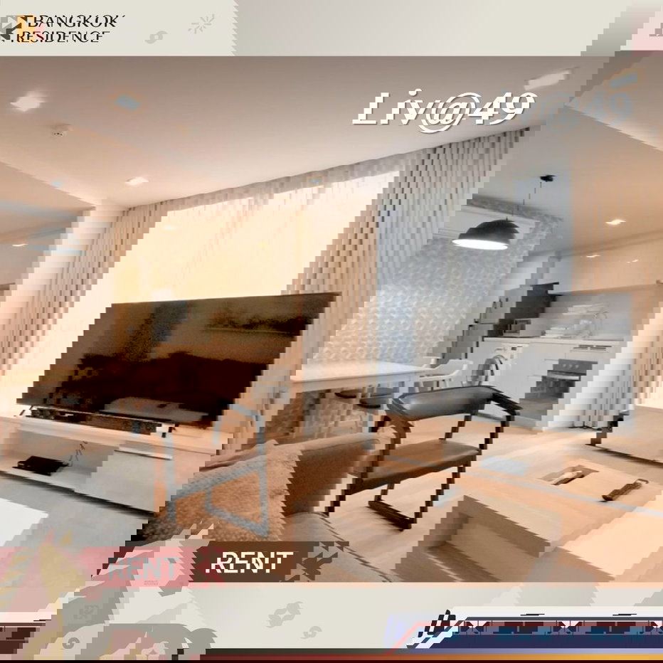 รูป คอนโดให้เช่า💎 Liv@49 ใกล้ BTS ทองหล่อ 50K 2นอน 77ตรม 🛋️ ห้องสวย ว่างแล้ว - รูปที่ 1/10