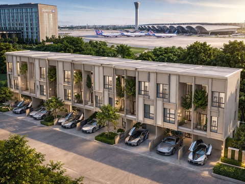 จอดรถ2-3คัน สุวรรณภูมิ ARL ลาดกระบัง 900 ม. รอยัลลาดกระบังกอล์ฟ ทาวน์โฮม 3 ชั้น กว้าง 5.5 เมตร 3-4นอน 4 น้ำ 20 ตร.ว. 240 ตร.ม.