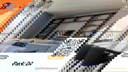 🏢 Condo for rent, Park 24. Beautiful room, high ceilings, city view, in the heart of Sukhumvit 24. Quiet and private. Near BTS Phrom Phong