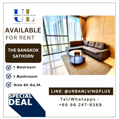 Condos for rent : ( UL2604022 ) ✨Tel/Line 096-2479369✨ , FOR RENT The Bangkok Sathorn 1 bedroom, 1 bathroom, high floor, furnished, ready to move in