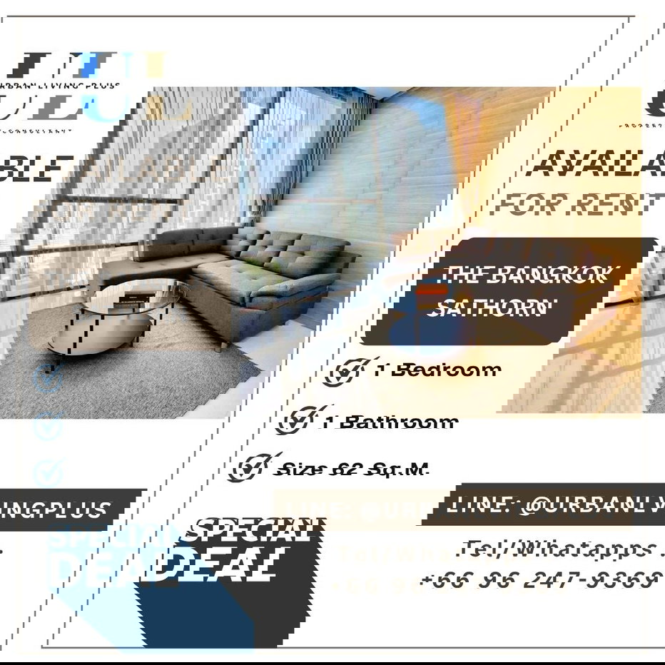 รูป ( UL2604022 ) ✨Tel/Line 096-2479369✨ , ให้เช่า เดอะ แบงค็อก สาทร , 1 ห้องนอน, 1 ห้องน้ำ, ขนาด 62 ตร.ม. ชั้นสูง, ห้องสวย, พร้อมเข้าอยู่ - รูปที่ 1/8