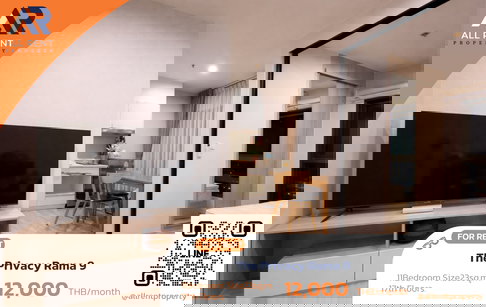 For rent immediately 🔥 The Privacy Rama 9, a popular condo in Rama 9 area. Fully furnished and ready to move in