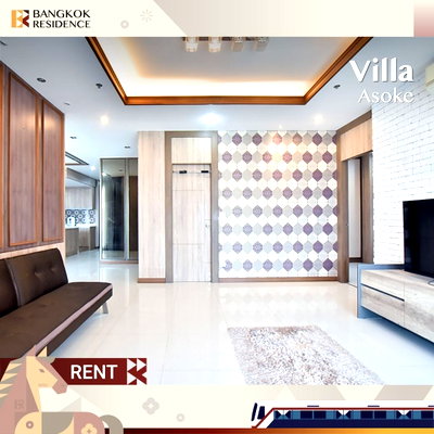 คอนโดให้เช่า :  Condo for Rent 🌃 Villa Asoke, near MRT Phetchaburi, 80K 2BR 172.19 sqm💫Beautiful Unit with unblocked view 
