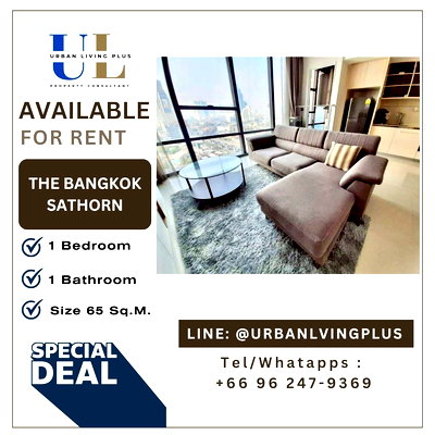 Condos for rent : ( UL2604021 ) ✨Tel/Line 096-2479369✨ , FOR RENT The Bangkok Sathorn 1 bedroom, 1 bathroom, high floor, furnished, ready to move in