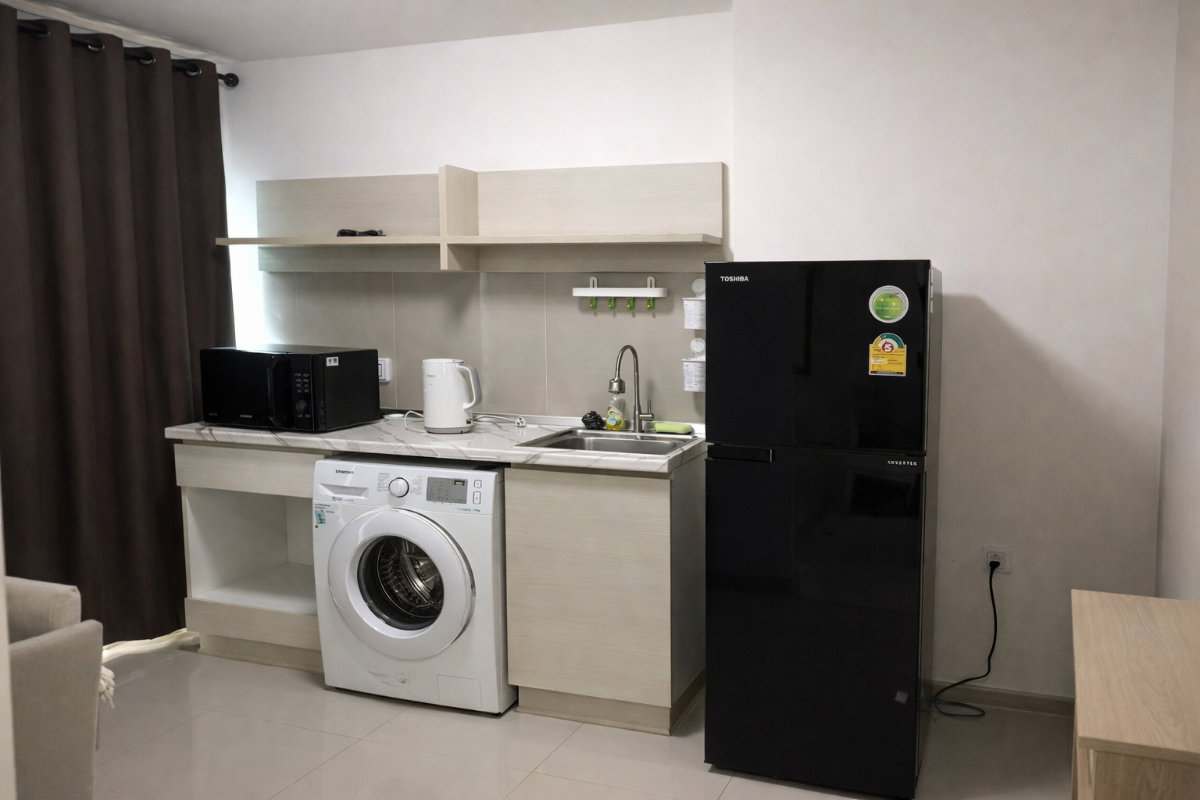 รูป ห้องขนาดกำลังดี ฟังก์ชันครบ ใช้ชีวิตง่าย🏡 Aspire Ladprao 113 | 28 ตร.ม. - รูปที่ 8/11