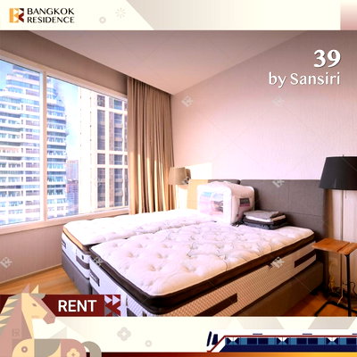 Condos for rent :  Condo for Rent 💫 39 by Sansiri near BTS Phrom Phong, 59K, 2BR, 80 sqm, 🌃 High Floor Beautiful Room with unblocked view 