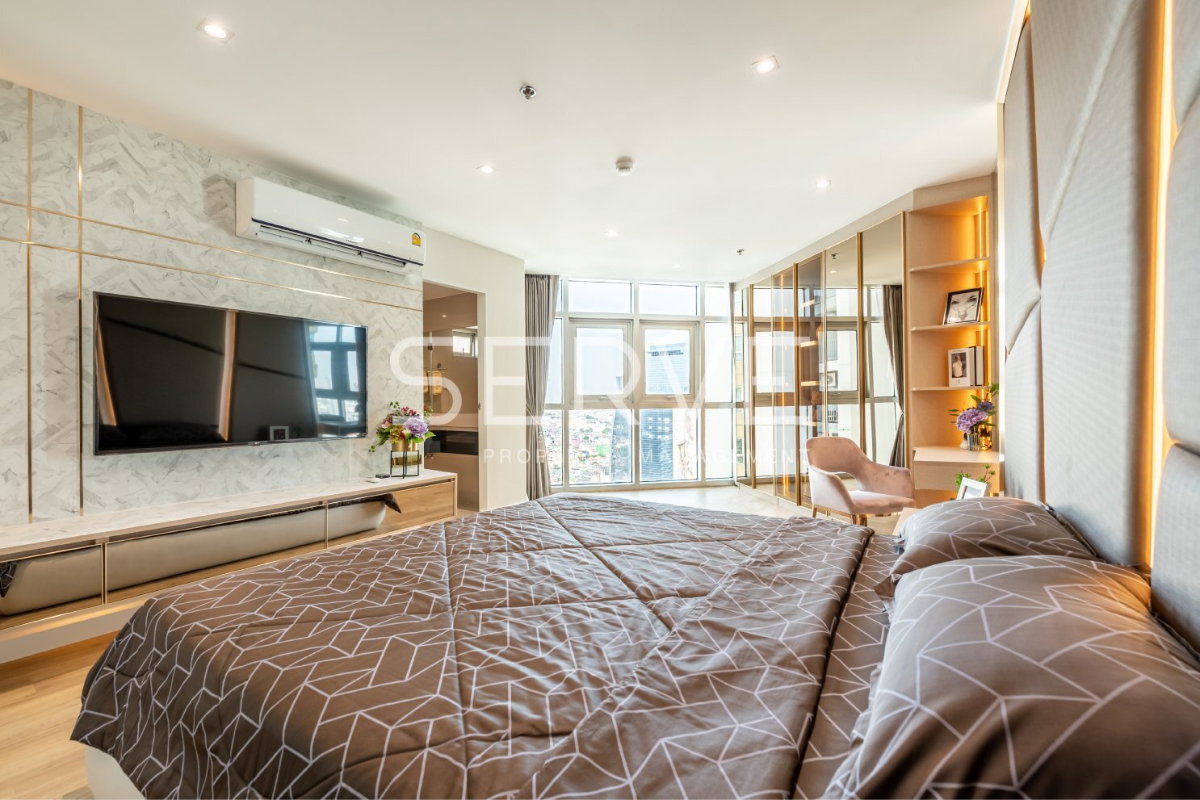 รูป 🔥95K- ห้องดูเพล็กซ์ 3นอน มีอ่างอาบน้ำ แต่งหรู ชั้นสูงสุดๆ 30+ วิวดีมาก เฟอร์จัดเต็ม พร้อมอยู่ คอนโดทำเลดี ใกล้ MRT พระราม 9 @ Belle Grand Rama 9 - รูปที่ 3/12