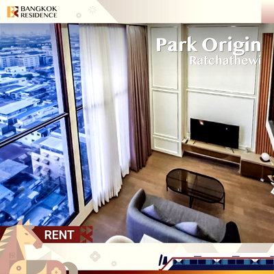 Condos for rent :  Condo for Rent 🤍 Park Origin Ratchathewi, near BTS Ratchathewi, 55K, 2BR, 60 sqm 🌠 Beautiful Room, Fully Furnished, City View  