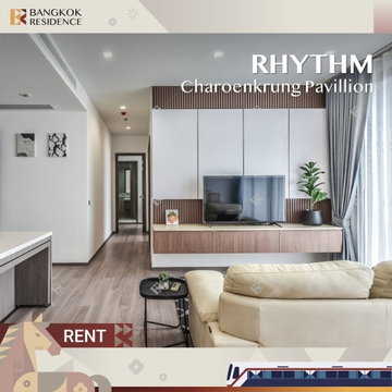  Condo for Rent ⭐ RHYTHM Charoenkrung Pavilion, near Charoenkrung 🌠 80K 2BR 100 sqm, High Floor with Great View 