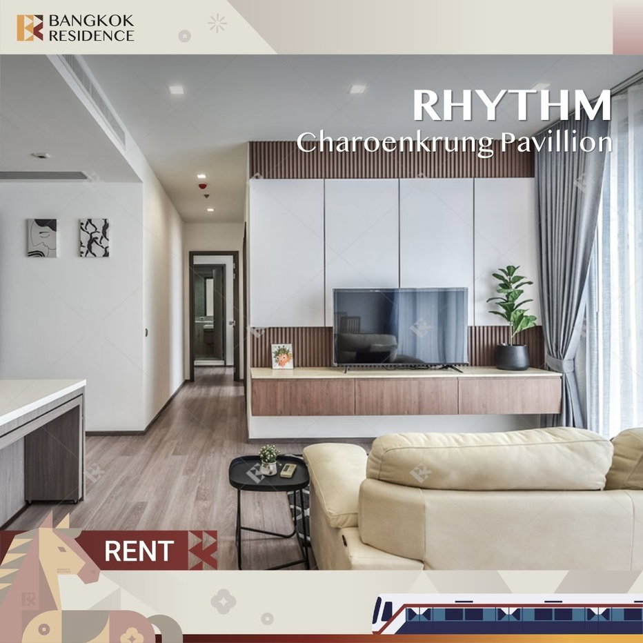 picture  Condo for Rent ⭐ RHYTHM Charoenkrung Pavilion, near Charoenkrung 🌠 80K 2BR 100 sqm, High Floor with Great View  - 1/10