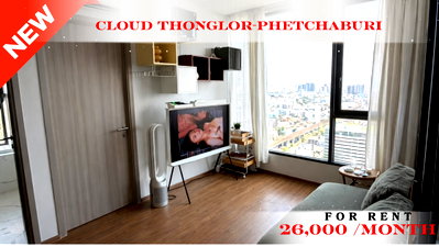 Condos for rent RCA : 💝 Fully Furnished Unit For Rent 📌 Cloud Thonglor – Phetchaburi Condominium (Line: @rent2022)  ✨ Ready to move in! ✨ 📌 Ref Code: A10604