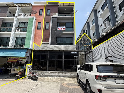 Corner 4-storey home office for sale , Prawet, Bangkok. Land size 40 sq.wah, featuring 2 bed 5 bath