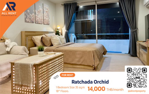 รูปภาพ 🔥 For Rent: Ratchada Orchid, 35 sq.m. room with complete functions, comfortable living, close to offices, restaurants, and workplaces. Only 14K.