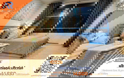 🔥 For Rent: Ratchada Orchid, 35 sq.m. room with complete functions, comfortable living, close to offices, restaurants, and workplaces. Only 14K.