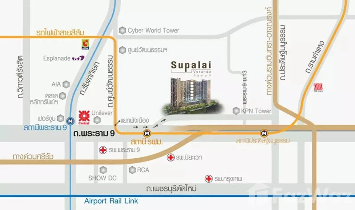 รูป คอนโดให้เช่า 2 ห้องนอน ในโครงการ ศุภาลัย เวอเรนด้า พระราม 9 6181655 - รูปที่ 22/23