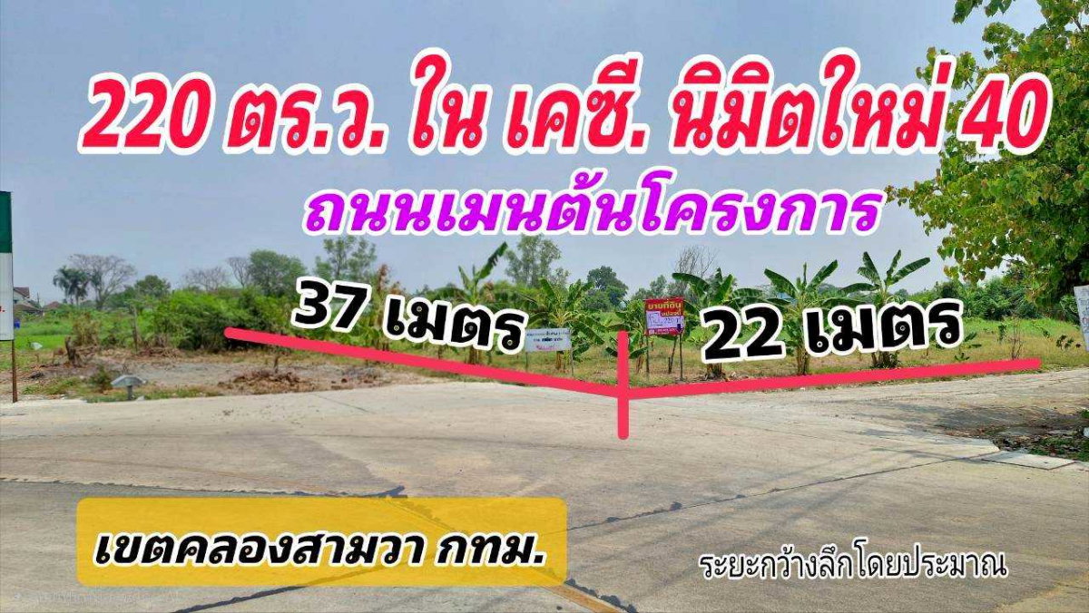 รูป ที่ดินเปล่า 220 ตร.ว. ทำเลค้าขาย ถนนเมนต้นโครงการ เคซี.การ์เด้นโฮม นิมิตใหม่ ซ.40 เขตคลองสามวา - รูปที่ 1/14
