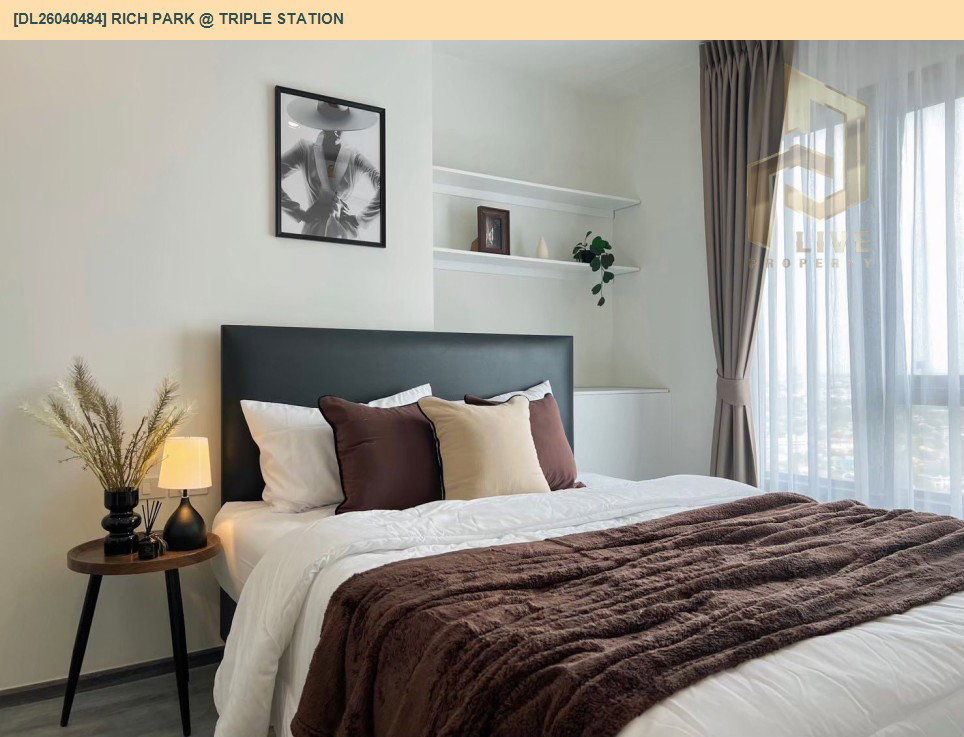 รูป DL26040484 ให้เช่าคอนโด ริชพาร์ค @ ทริปเปิ้ล สเตชั่น (Rich Park @ Triple Station) ใกล้ รถไฟสถานีหัวหมาก พร้อมเข้าอยู่ โทรด่วน 0842740999 LineID @523dslwi - รูปที่ 4/6