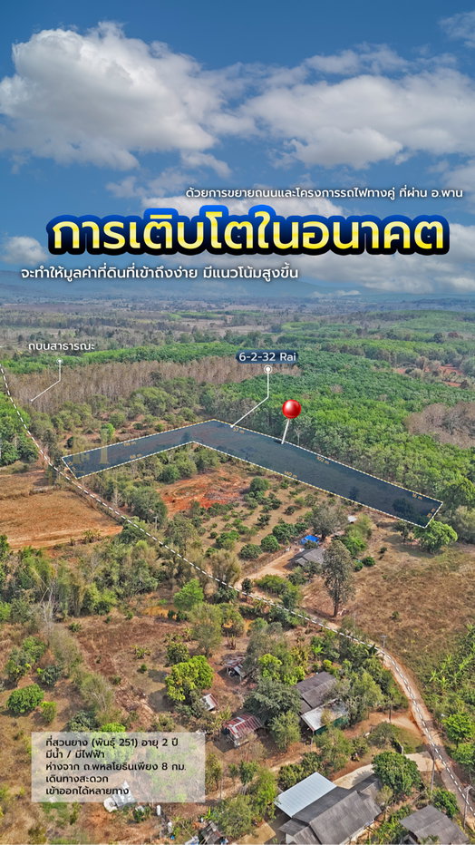 รูป ขายที่ดินสวนยางพารา อำเภอพาน จังหวัดเชียงราย พร้อมทำประโยชน์ต่อได้ทันที - รูปที่ 10/17