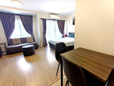 Condos for rent Chiang Mai : For Rent: D Condo Rin, next to Central Festival Chiang Mai, 28 sq m studio room, 3rd floor, exterior view, 10,000 THB/month.