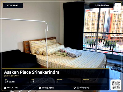 Condos for rent : SR2CL9 Condo For Rent Asakan Place Srinakarindra 29 Sq.M. Floor 14 line id : @livinglegacy