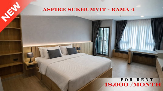 รูปภาพ 💙 Modern Room For Rent 📌 Aspire Sukhumvit – Rama 4 (Line: @rent2022) | Near BTS Phra Khanong  ✨ Ready to move in! ✨ 📌 Ref Code: A10800