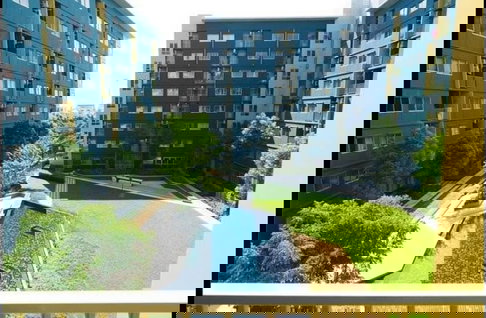 Plum Park Rangsit Ph1 for rent. 1BR, 24.8 sqm, 4F east view. Fully furnished, pool/garden view. Near Tops & Phaholyothin.Call 0979470616 LINE Hry.2011