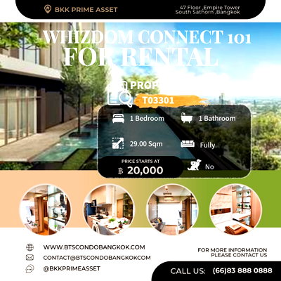 Condos for rent : □■ Whizdom Connect Sukhumvit 101  1BR  1BH High Floor 29.00 sq.m nice decoration for   SALE■□