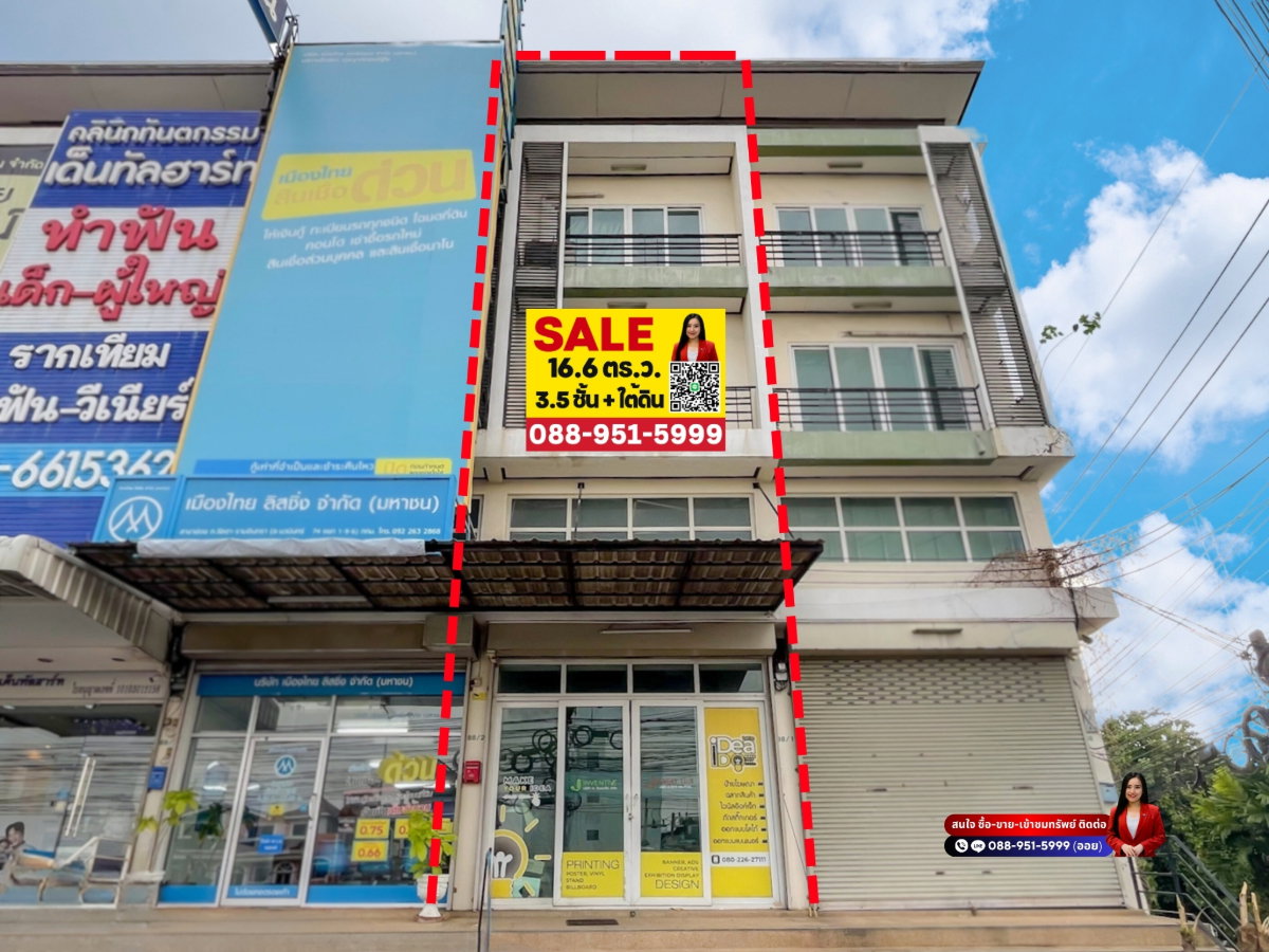 รูป อาคารพาณิชย์ 3.5 ชั้น + ชั้นใต้ดิน  ติดถนนรัชดา-รามอินทรา (ปากซอยนวมินทร์ 74)  - รูปที่ 1/22