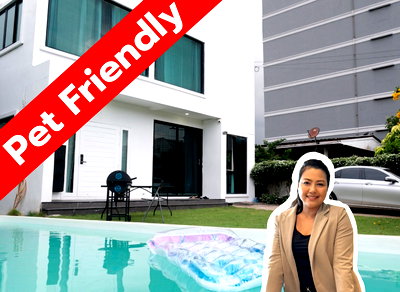 เช่าบ้านเดี่ยว อุดมสุข 38 : ให้เช่าบ้านเดี่ยวโมเดิร์น 2 ชั้น พร้อมสระว่ายน้ำส่วนตัว ย่านอุดมสุข 42