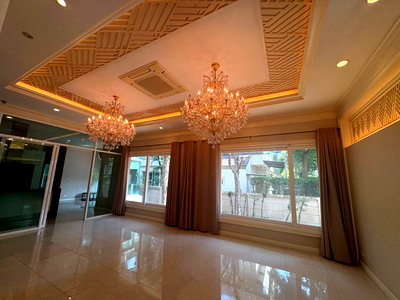Houses for sale Makro Bangbuathong : Luxury Mansion for Sale on Ratchaphruek Road Prukpirom Regent Ratchaphruek–Rattanathibet by Q House ,A rare 2-storey luxury mansion with private swimming pool. 592.8 sq.wah, 850 sq.m, 10 bedrooms, 9 bathrooms Located near Denla British School (DBS). Urgen